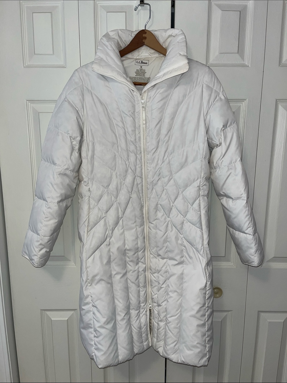 L.L.Bean White Goose Down Puffer Coat Jacket Women’s M